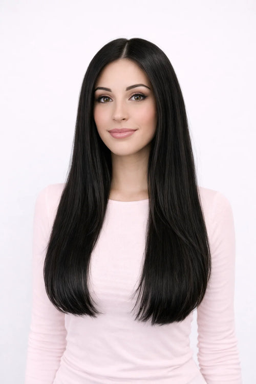 Svart clip in äkta löshår online