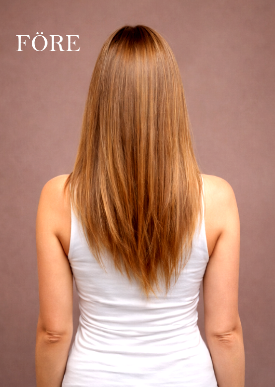 kvinna Clip-in Löshår Ljusbrun Äkta -Hår före Sverige