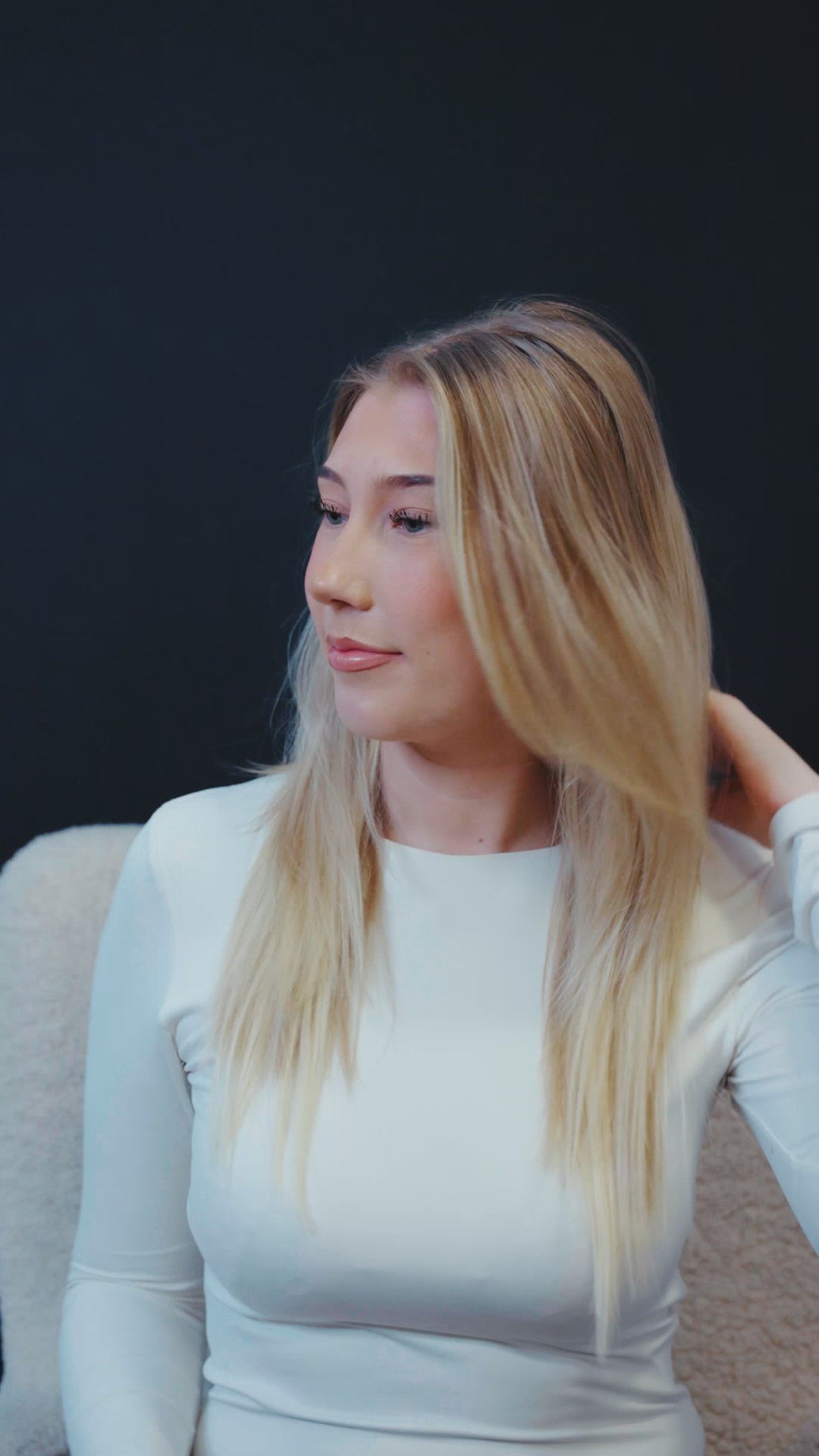 blond clip in hair done